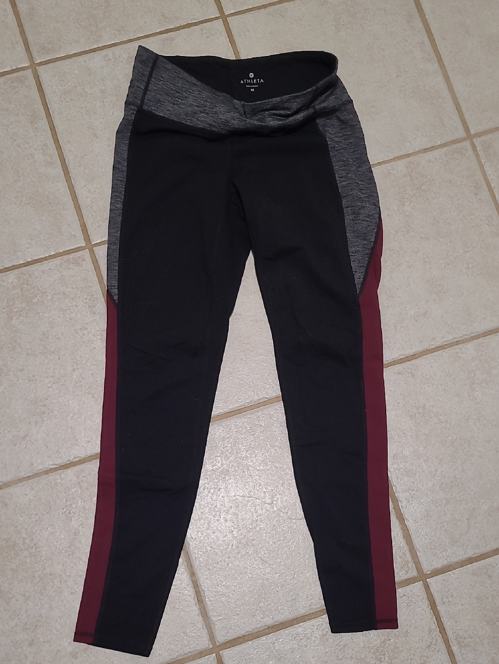 Athleta Womans Black, Gray & Burgundy Leggings